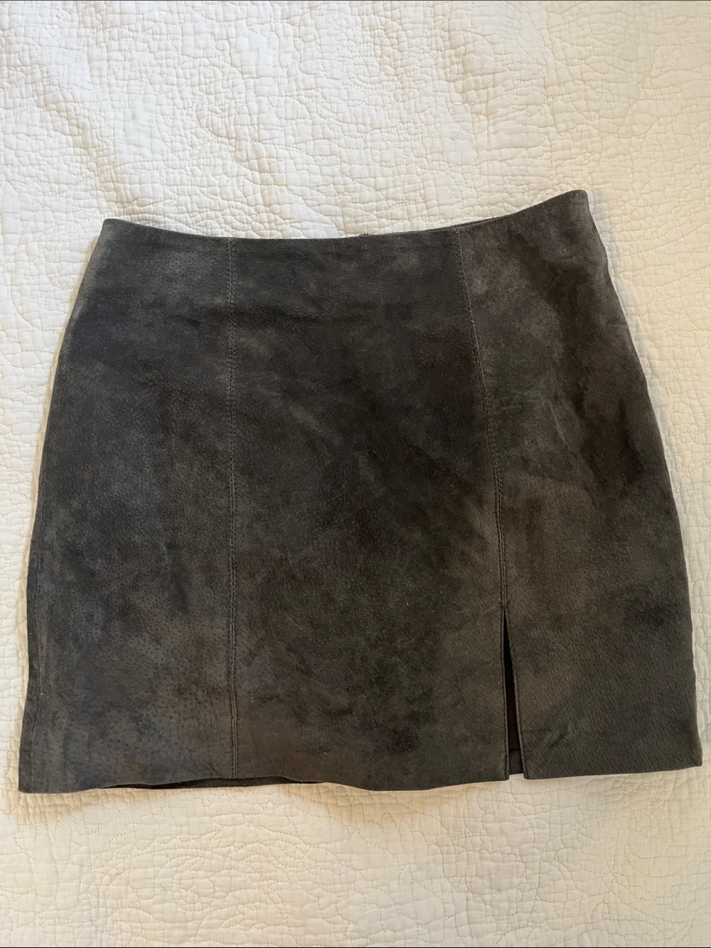 Blank NYC Dark Gray Suede Mini Skirt with Front Slit